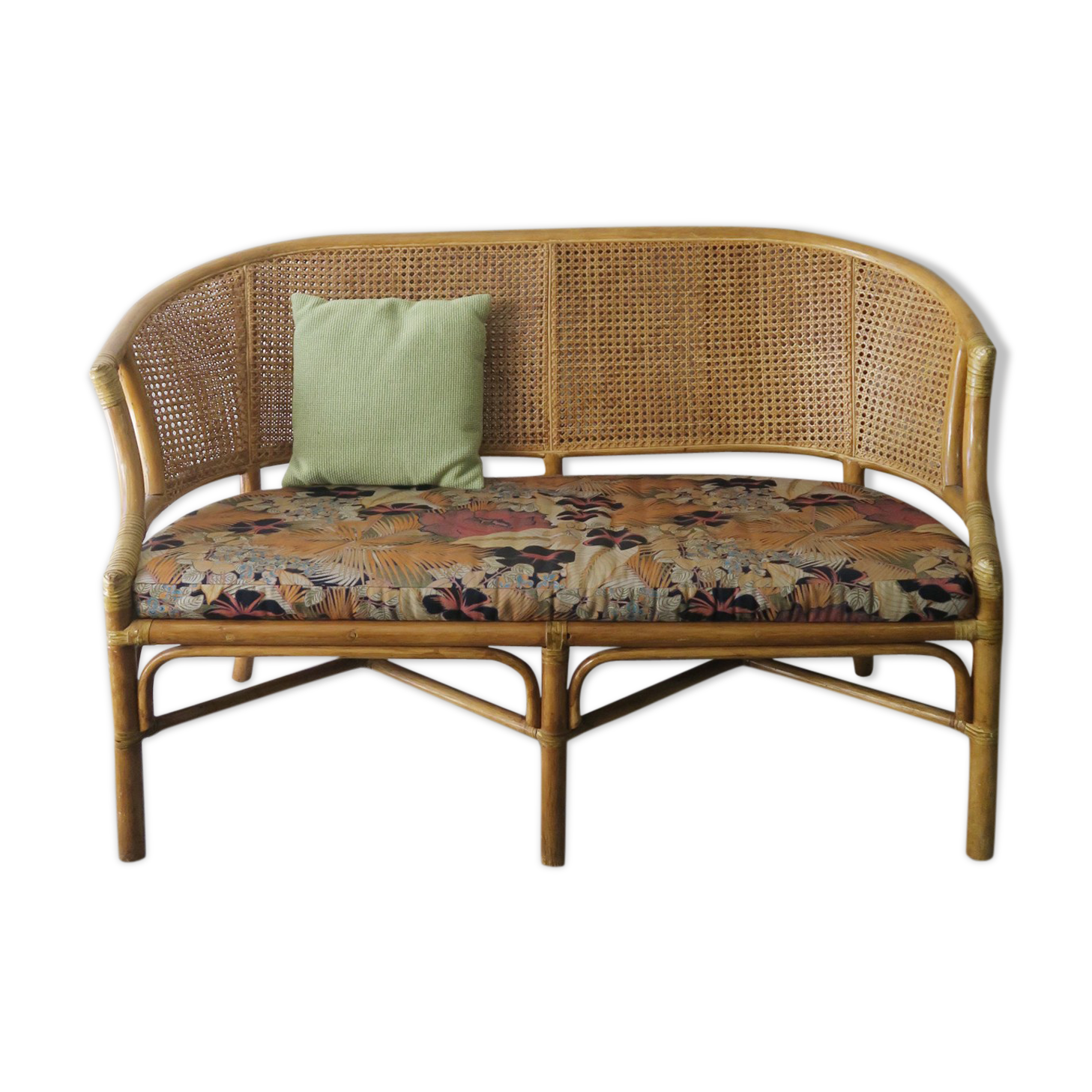 Rattan and caning bench