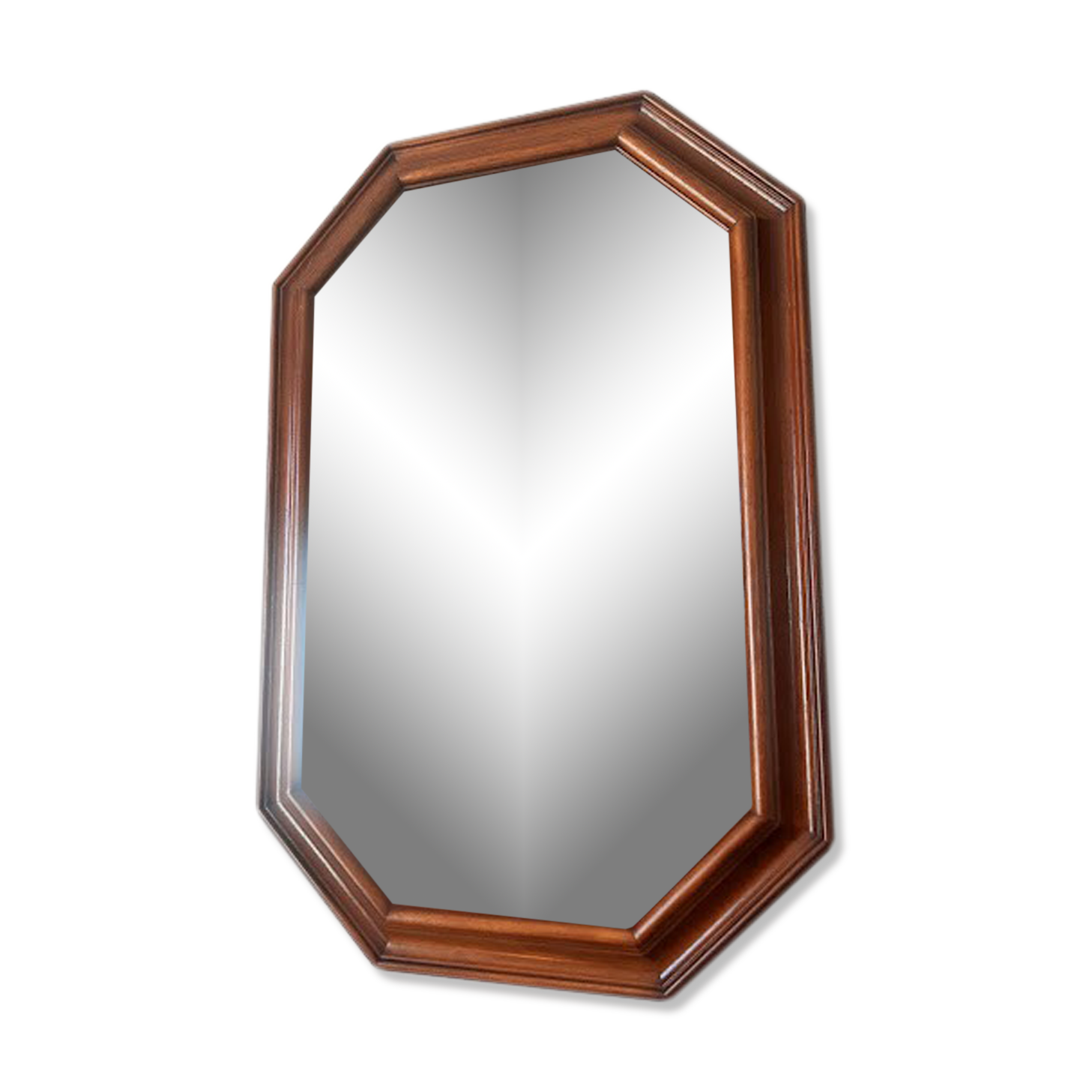 Hexagonal mirror in art deco wood