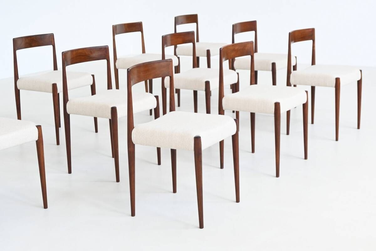 Kai Kristiansen set of twelve dining chairs rosewood Fritz Hansen Denmark 1961
