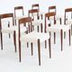 Kai Kristiansen set of twelve dining chairs rosewood Fritz Hansen Denmark 1961