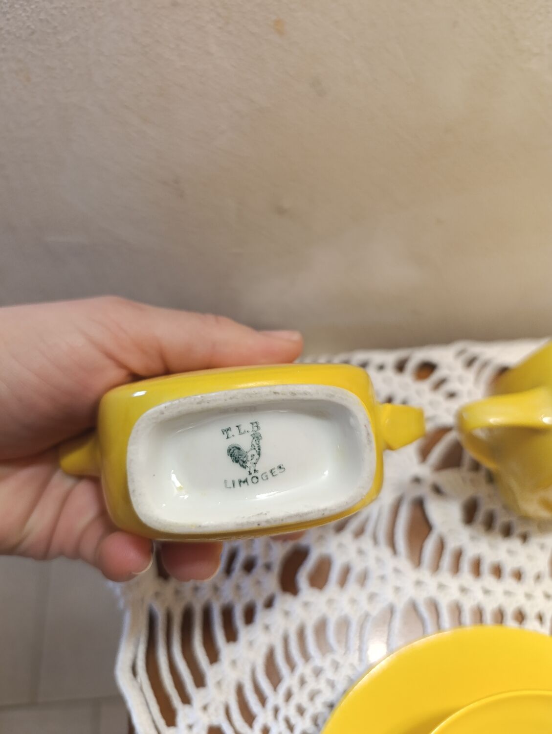 Service à thé pour 2 vintage jaune limoges
