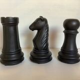 Trio of chess game candlesticks, rook, knight, pawn