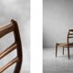 Vintage Mid-Century Danish Modern Elegant Teak & Grey Fabric Chairs, 1960s