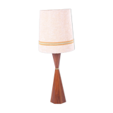 Floor lamp with wooden base and original shade 60s