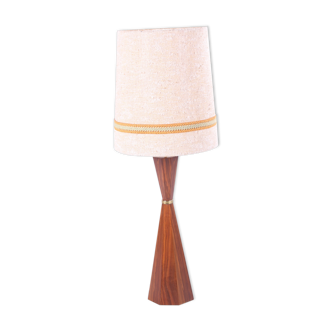 Floor lamp with wooden base and original shade 60s
