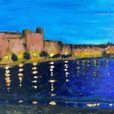 Landscape of the port of Collioure signed