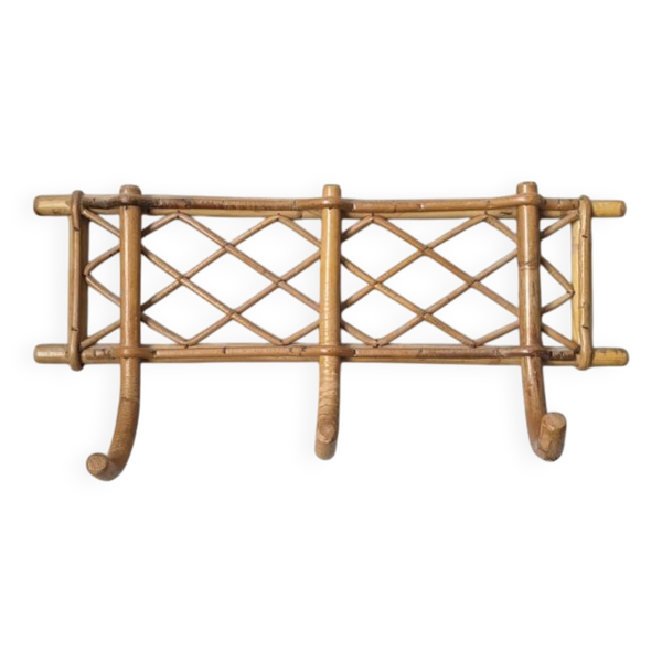 Porte-manteau vintage en rotin osier bambou décoration bohème campagne