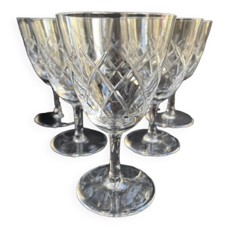 6 Verres à vin - Cristal taillé – Cristalleries Royales de Champagne