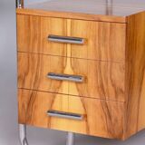 Restored bauhaus writing desk, by andré lurcat, walnut, new polish, czech, 1930s