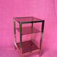 Vintage 1970 coffee table square gold bright square tube 3 platters