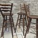 3 vintage wooden bar stools from the 60s/70s with a bistro spirit.
