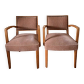 Paire de fauteuils bridge vieux rose