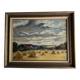 Oil on panel haystacks 20th century whitewashed frame
