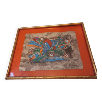 Mayan style frame painting on papyrus