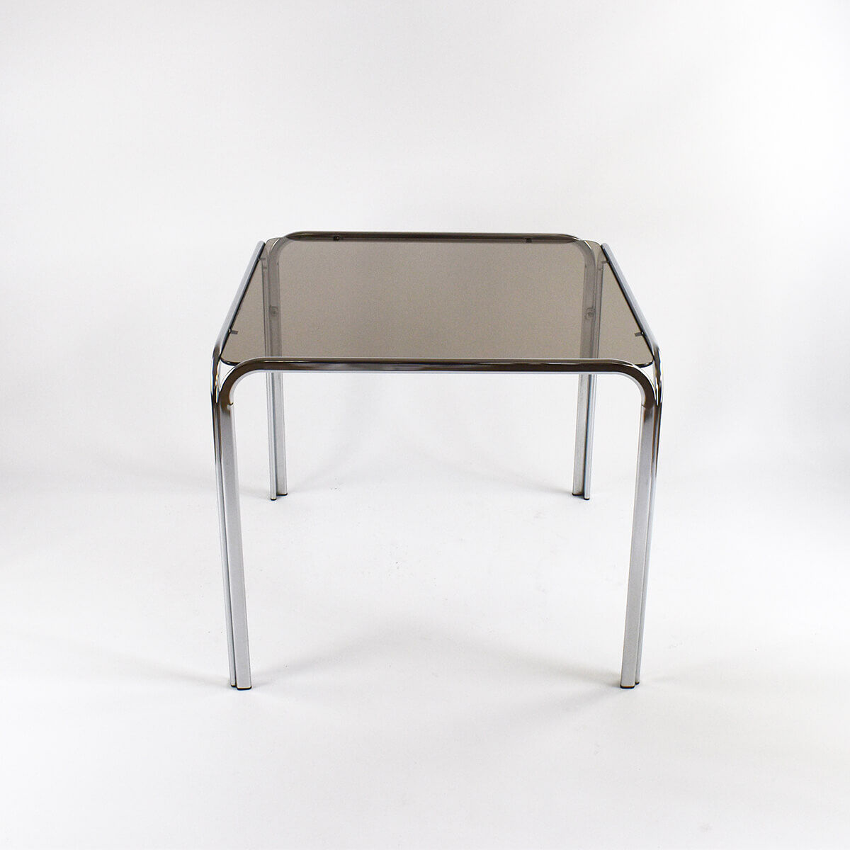 Dining Table with chrome frame and smoked glass top 1970s
