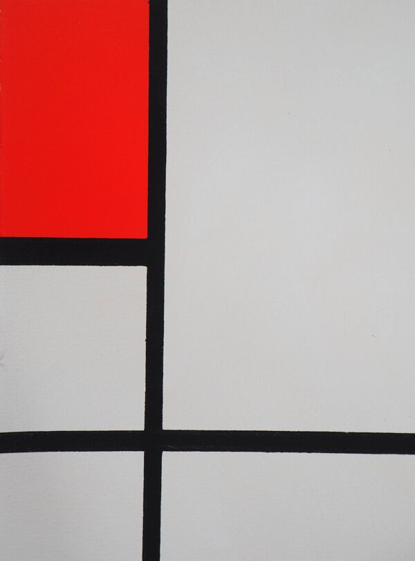 Piet mondrian : composition - pochoir en couleurs signé