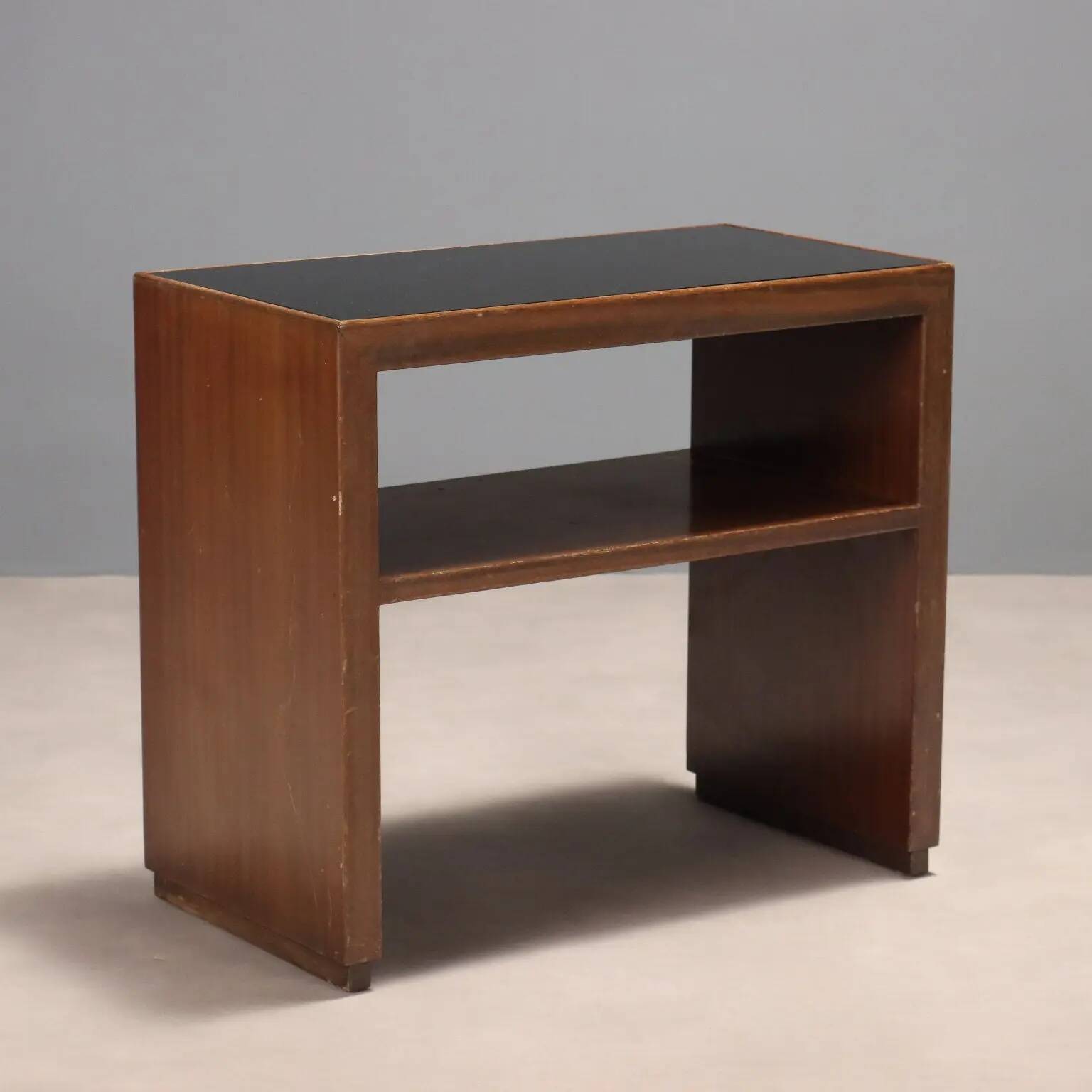 Vintage shelf in mahogany veneer, Italy, 1940s-1950s.