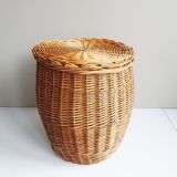 rattan basket with lid 70s