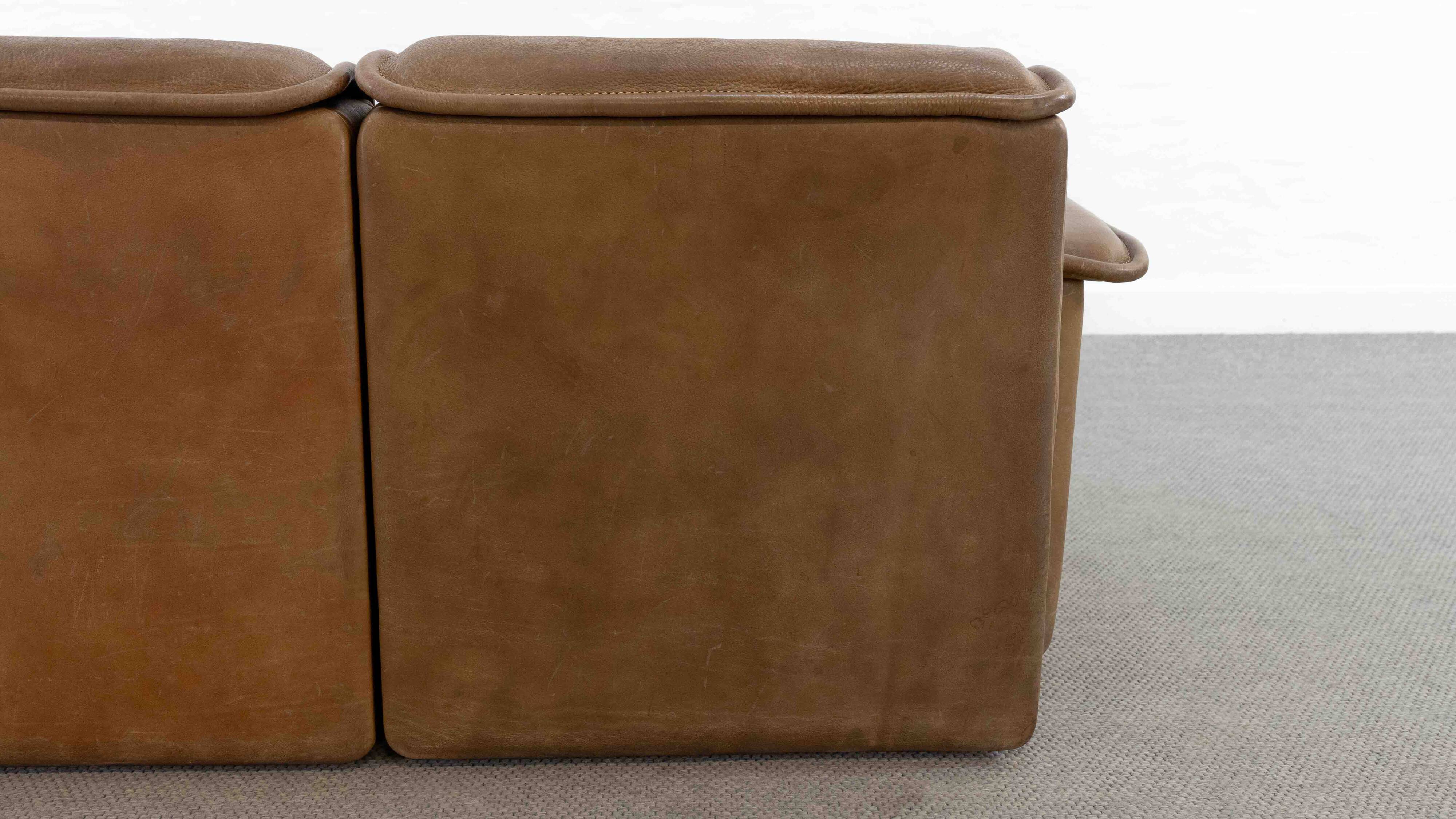 Modular De Sede Sofa DS-12 in cognac leather, 70s