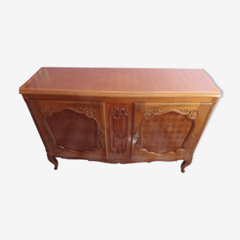 Commode style Louis XV en noyer et marqueterie