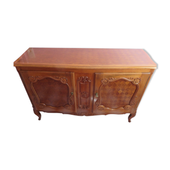 Commode style Louis XV en noyer et marqueterie