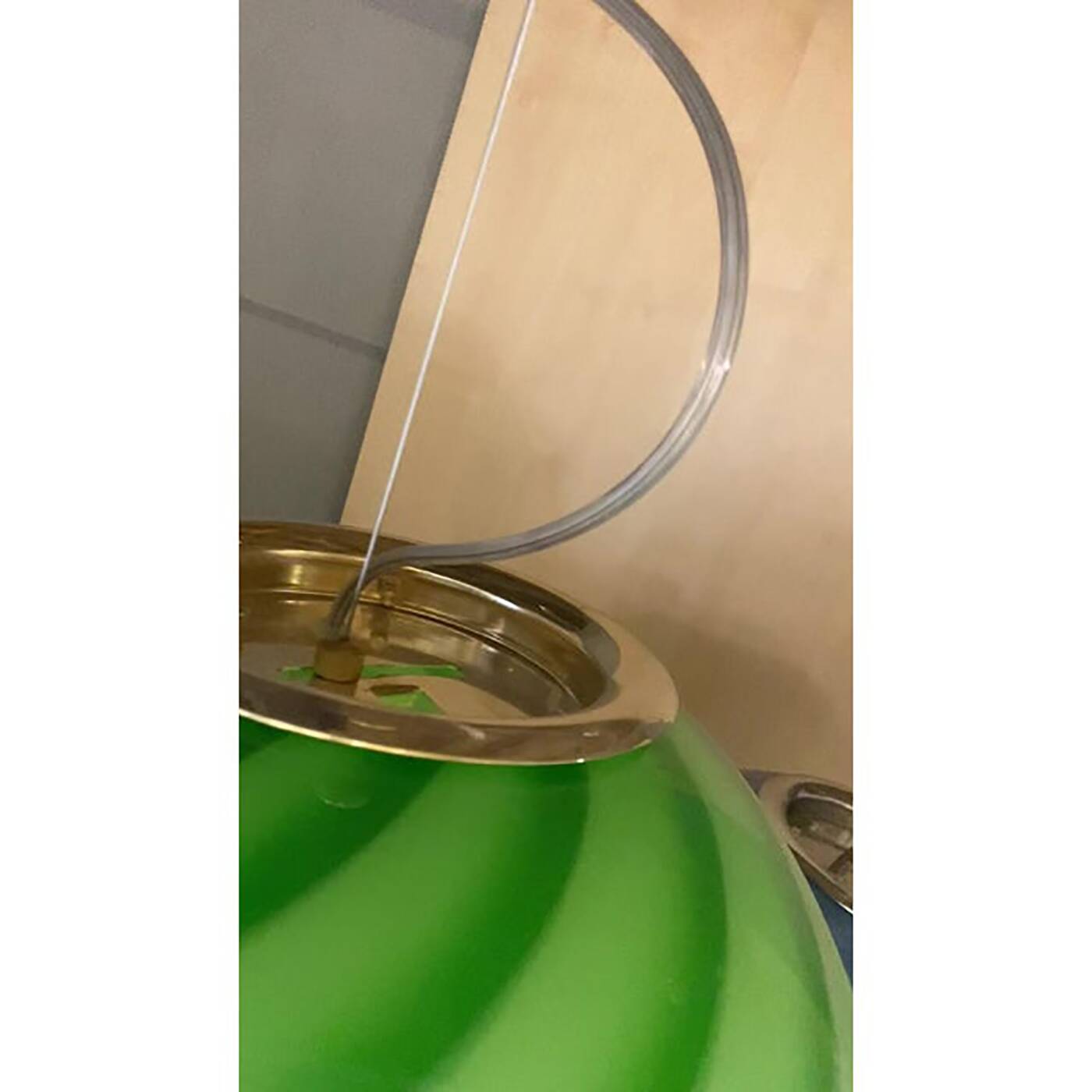 Contemporary Green and Milky-White Sphere Pendant in Murano Glass