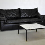 Black leather sofa, Cinna 80