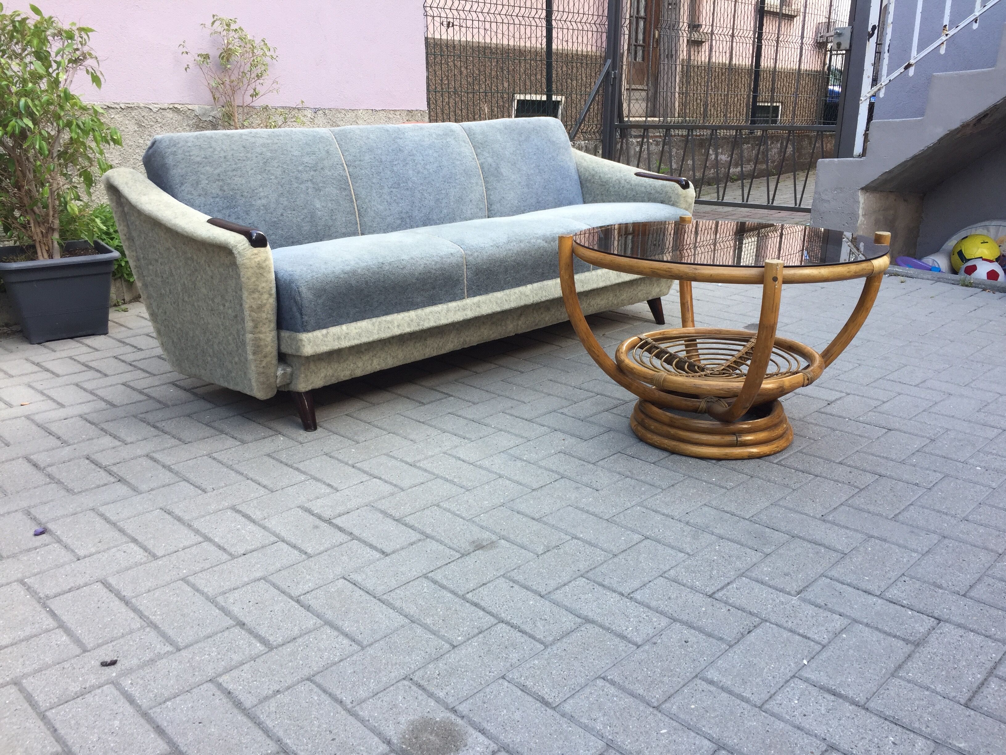 Vintage rattan coffee table 1970