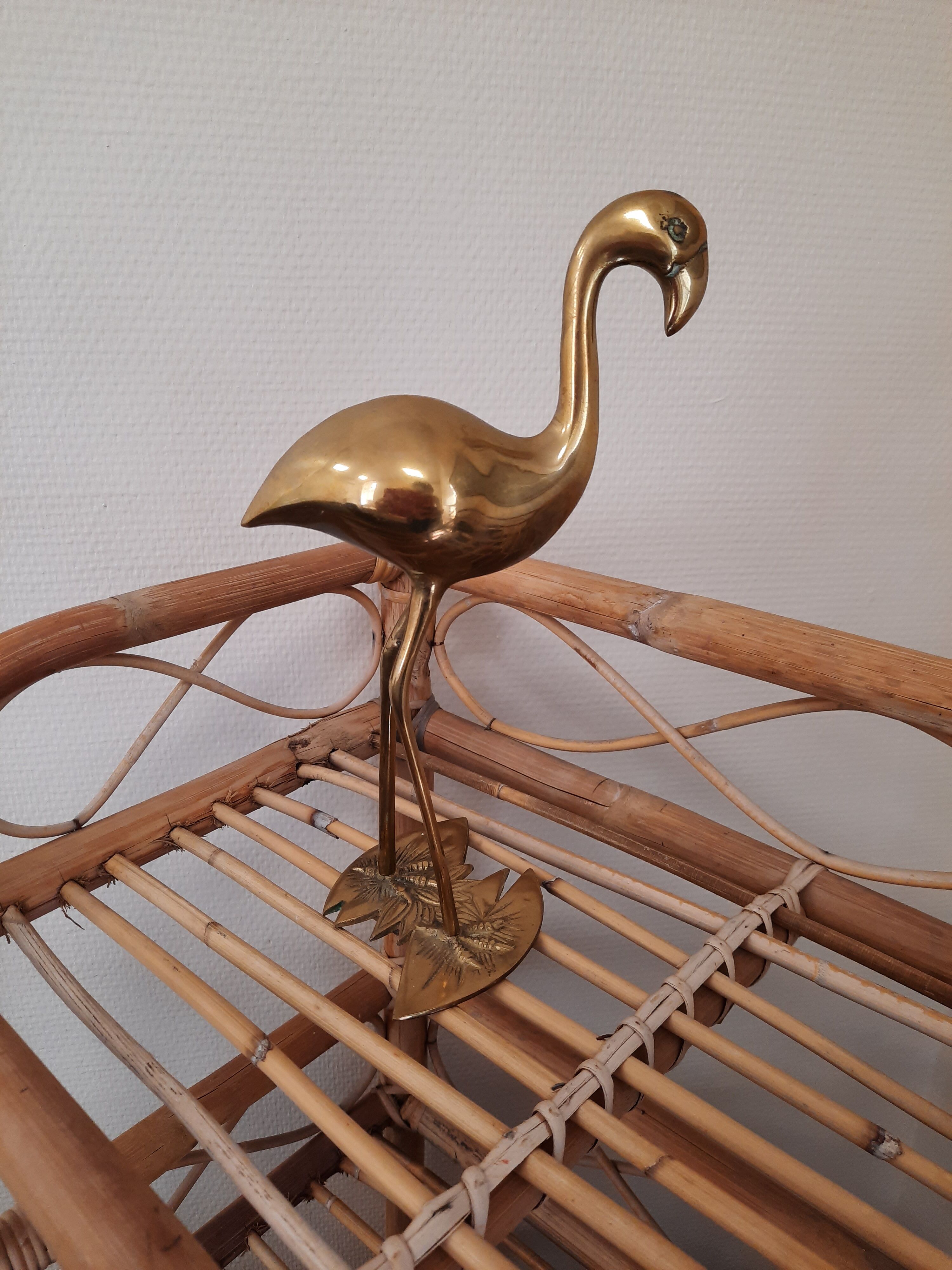 Brass pink flamingo