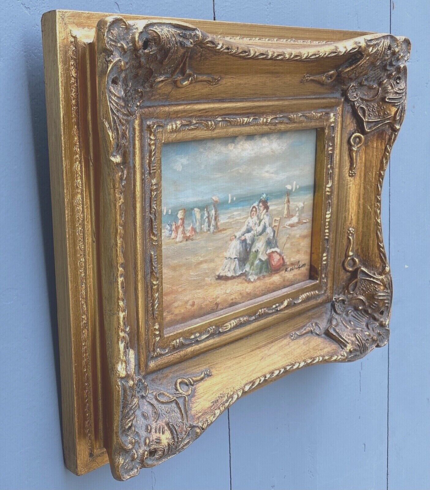 Oil on panel k wilson signature to identify 1960 beach scene