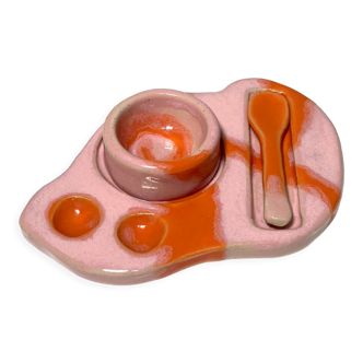 Pink and orange eggcup