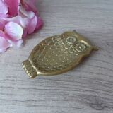 Small carved brass owl ashtray, owl pocket ashtray