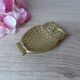 Small carved brass owl ashtray, owl pocket ashtray