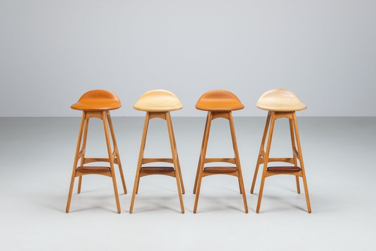 Erik Buch set of four “OD61” bar stools Oddense Mobler Denmark 1965