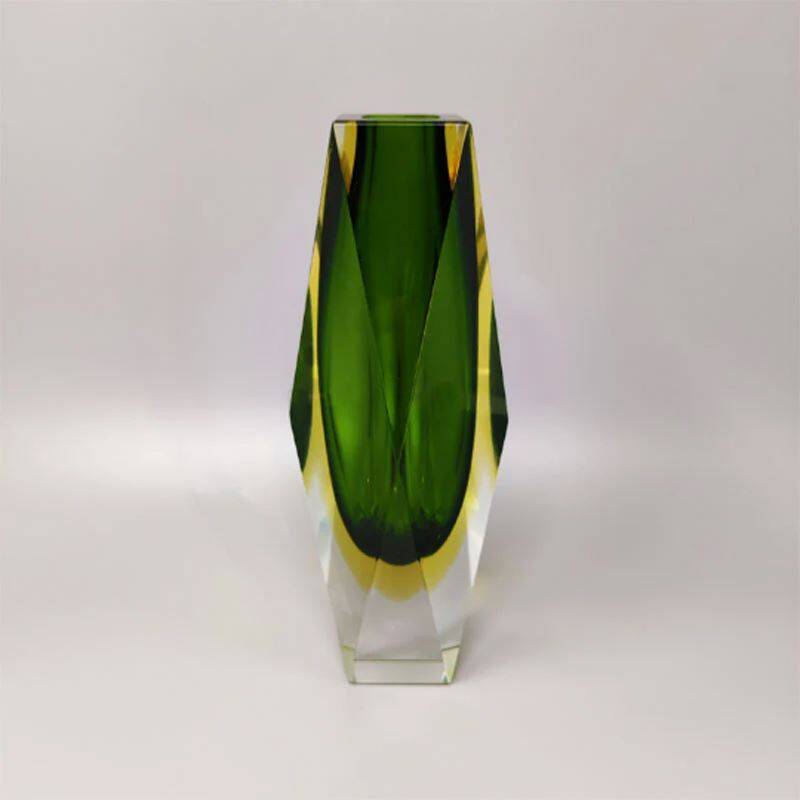 1960s Astonishing Green Vase By Flavio Poli for Seguso. Made in Italy