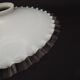 Fringed opal white glass pendant lampshade with scalloped edge.
