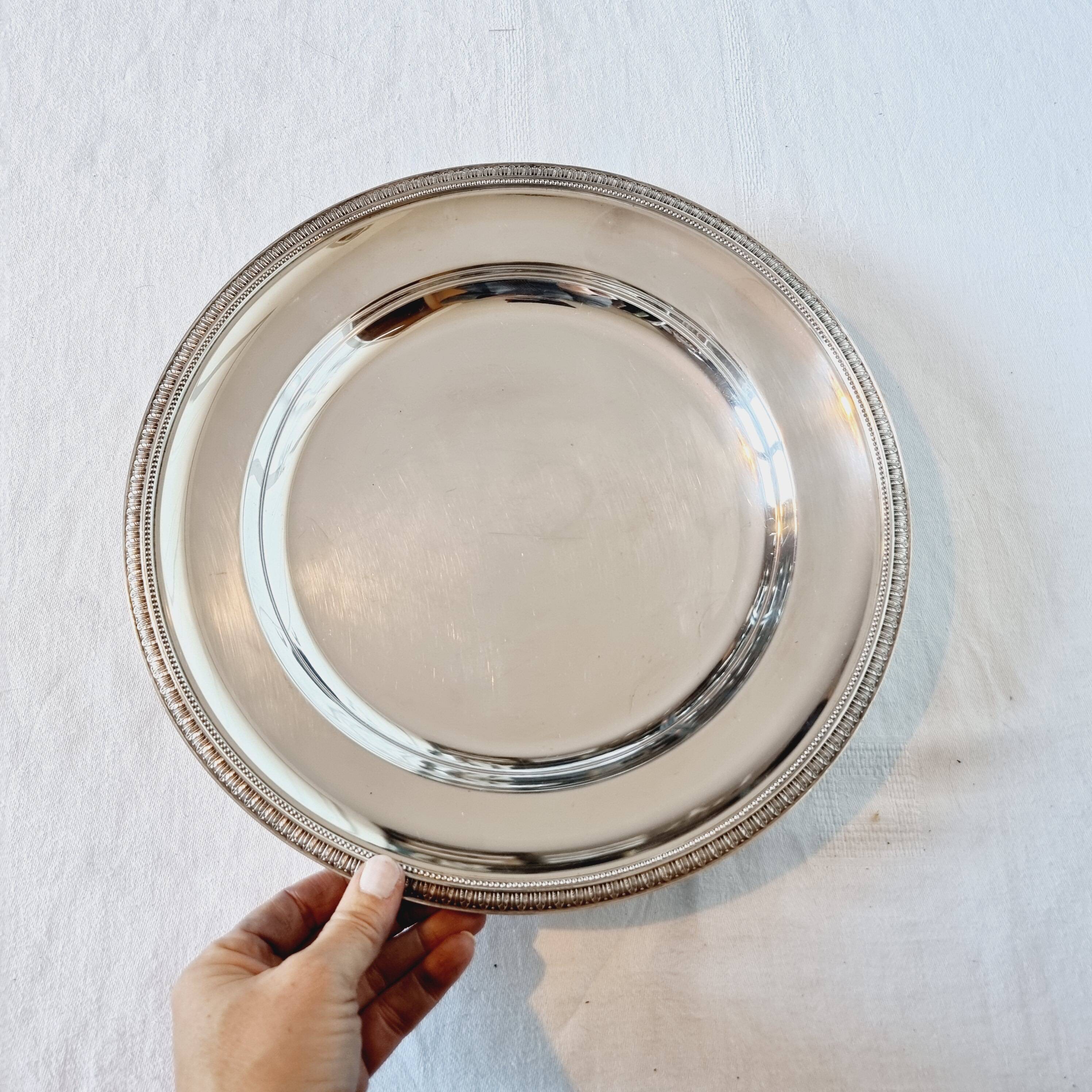 Round tray or large platter in silver metal christofle model gallia malmaison
