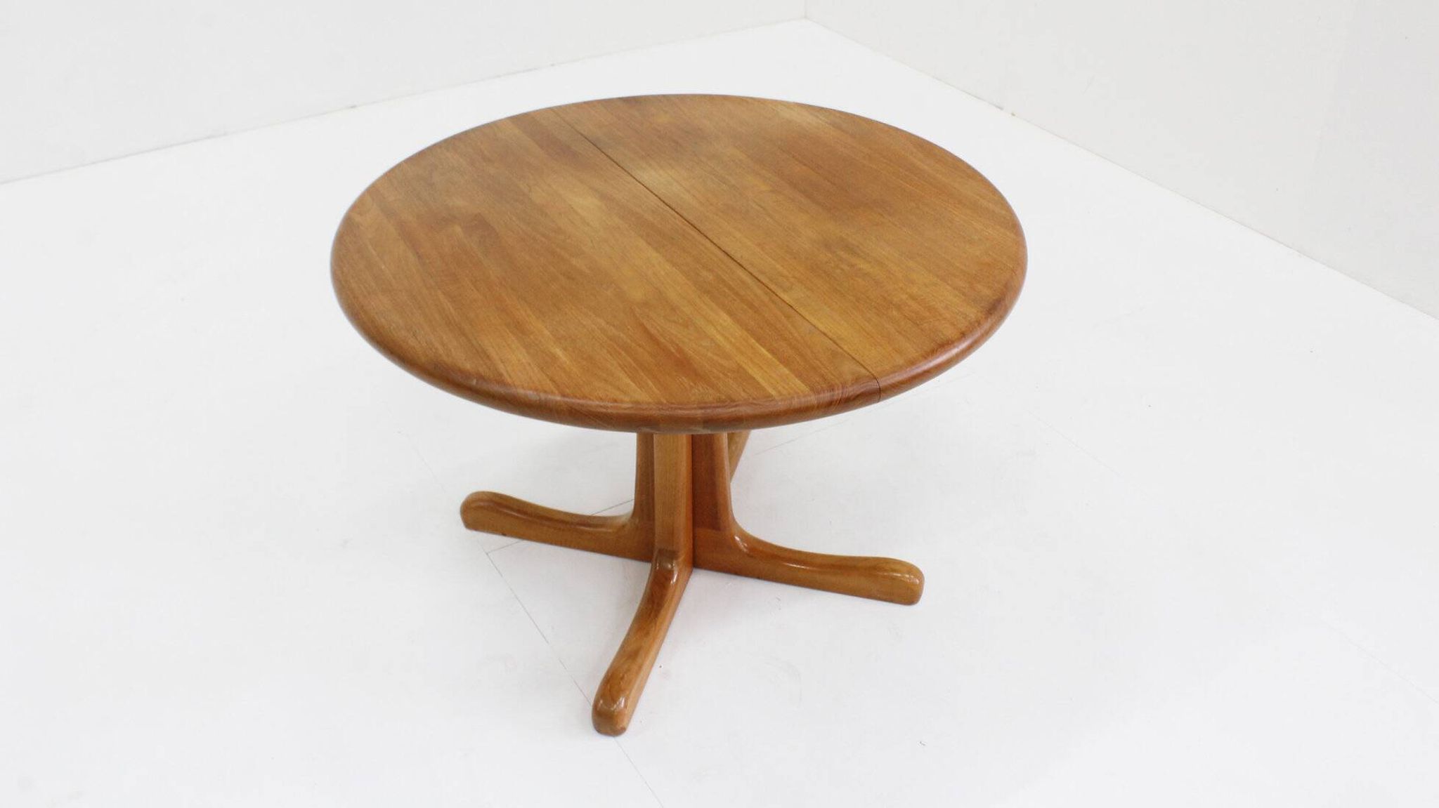 Vintage Danish round extendable dining table solid teak 1960s
