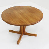 Vintage Danish round extendable dining table solid teak 1960s