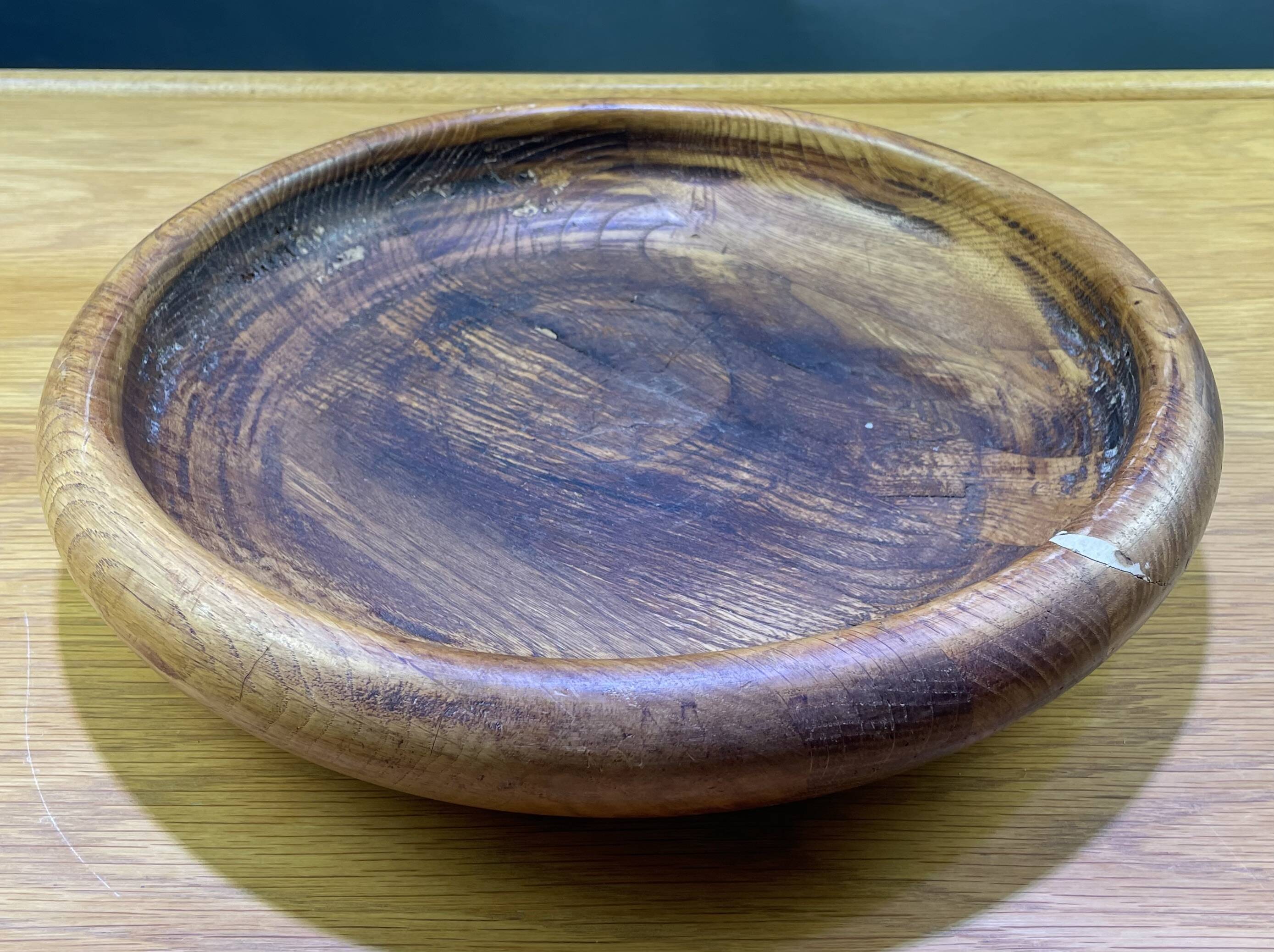 Vintage round wooden platter