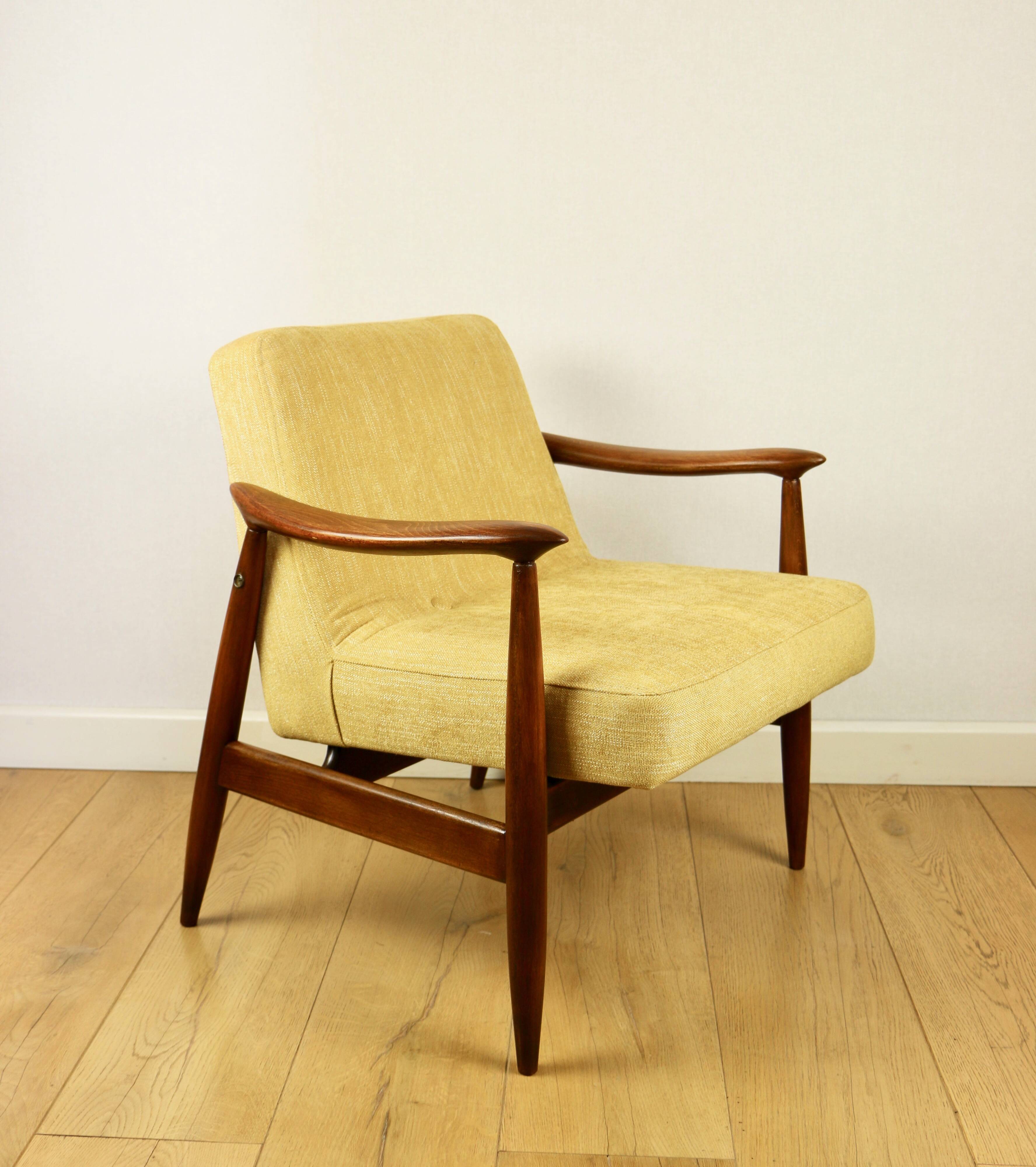 Light Yellow GFM63 Lounge Chair by J. Kedziorek, 1970s