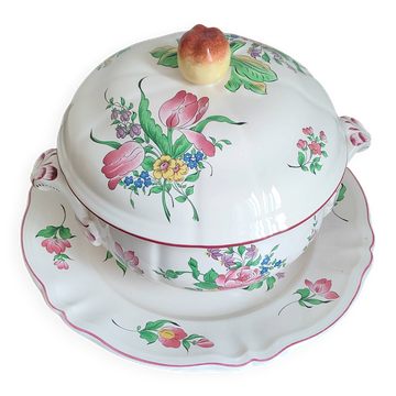 Large antique soup tureen and its stand in Lunéville earthenware – Rév decor
