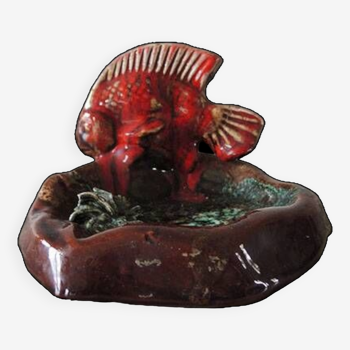 Old Ceramic Fish Ashtray from Vallauris