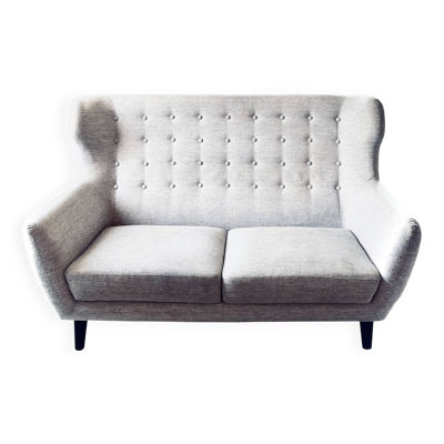 Canapé 2 places Capitonné Style Scandinave Esprit Mid-Century Pieds Compas