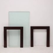 Vintage wooden trestle table with a crystal top, Italy, 1980s.
