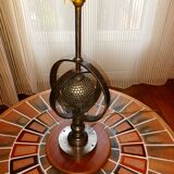 Wrought iron lamp with armillary sphere decorations
