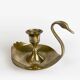 Brass swan cellar rat candle holder