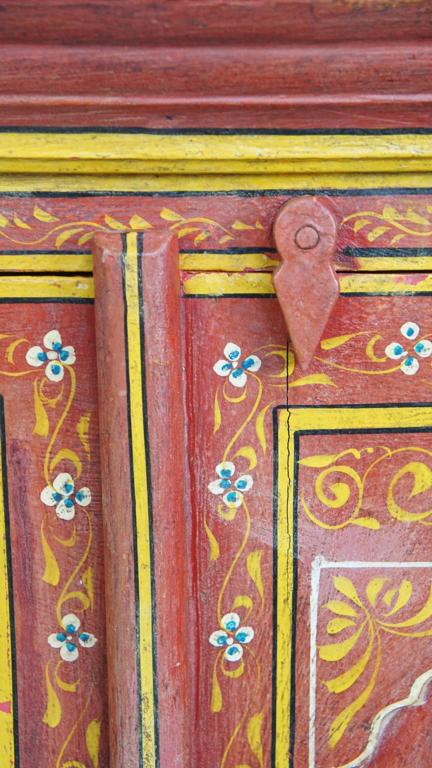 Antique painted folk art cabinet