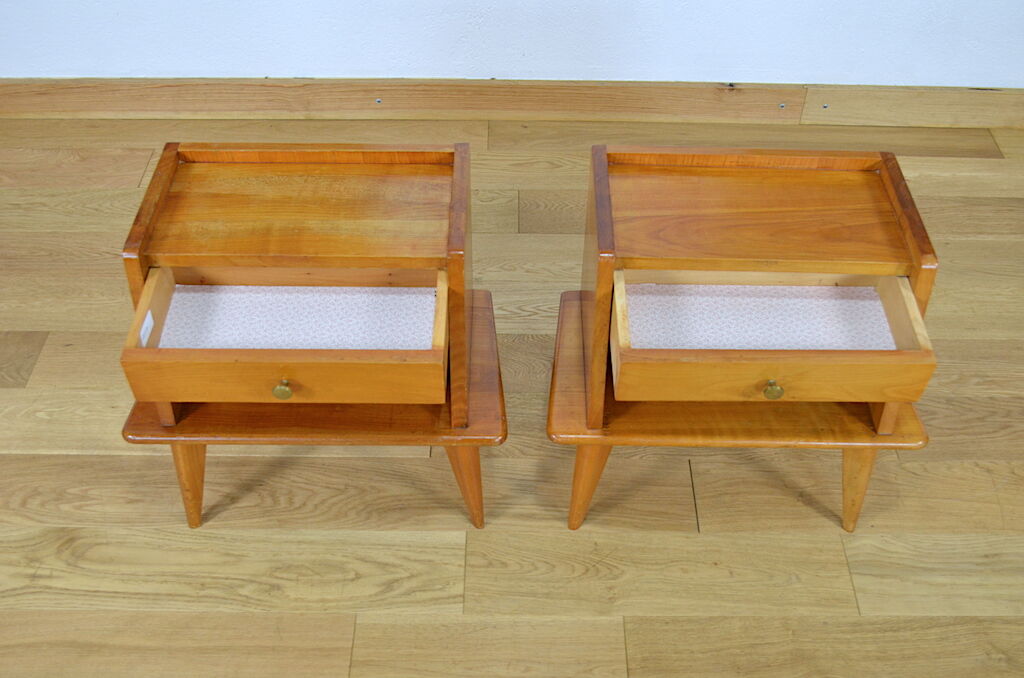 Pair of feet compas side tables - 1950