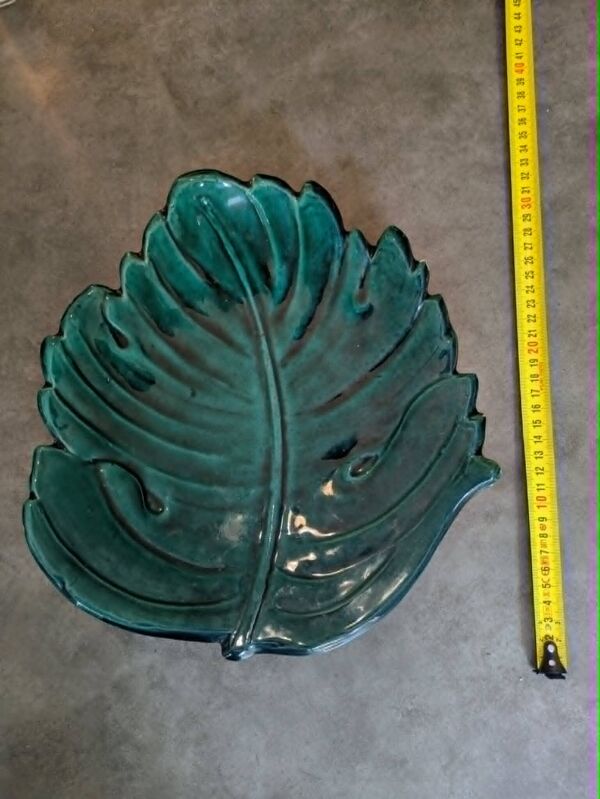 Vallauris signé – Coupelles et grand plat feuilles tropicales déco vintage